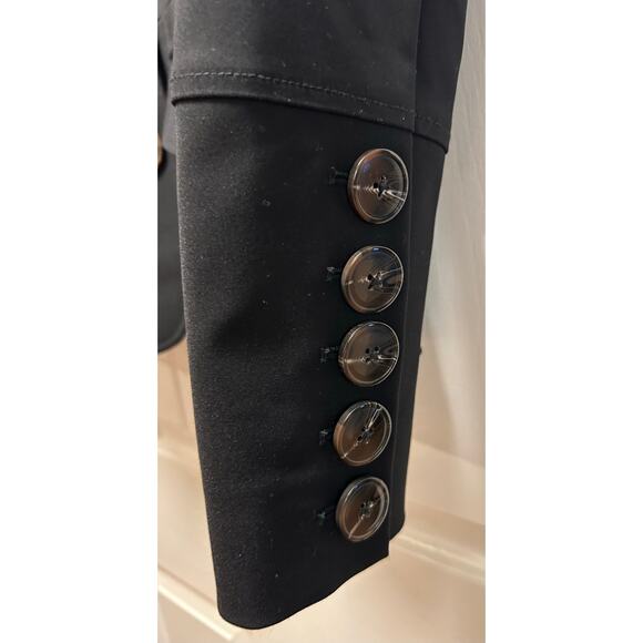 Etcetera Black Canvas Jacket with Leather Trim, Size 6 - Picture 2 of 6